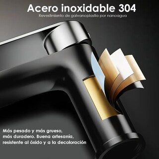 Foto 4 | Grifo Mezclador Lab.g De Encimera Para Baño De Acero Inoxidable Negro Con Plata