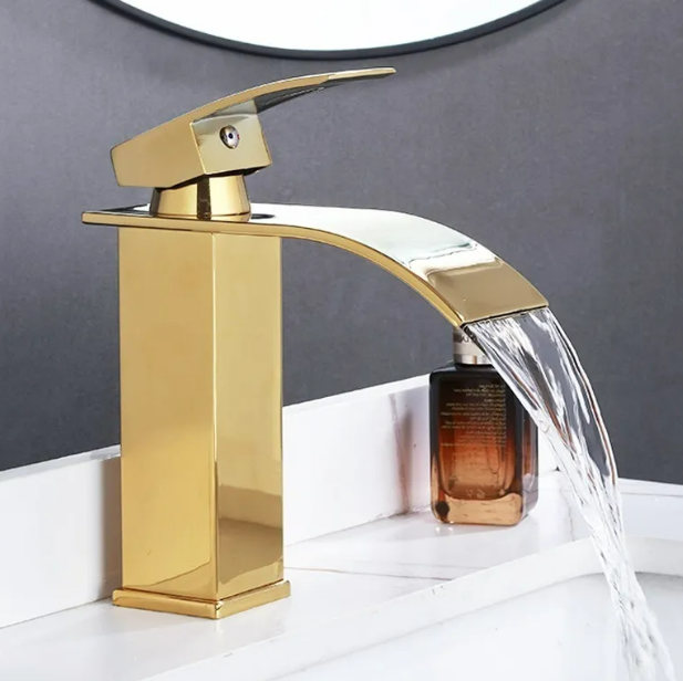 Foto 4 pulgar | Mezcladora De Lavabo Xtellar En Dorado Elegante Para Baño Con Efecto Cascada