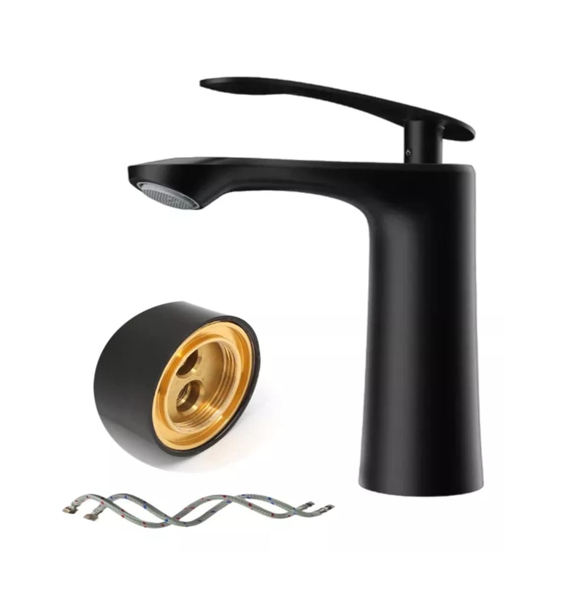 Llave Para Lavabo Monomando Mezclador Grifo Negro Mate Negro $809