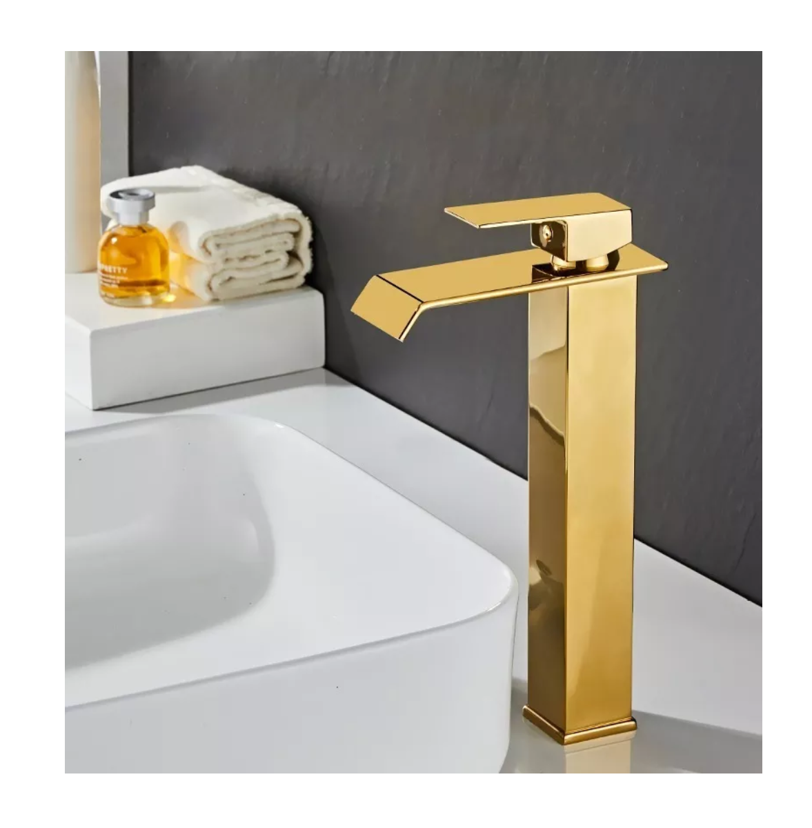 Foto 4 pulgar | Grifo Mezclador Monomando Para Lavabo De Baño 30cm Dorado