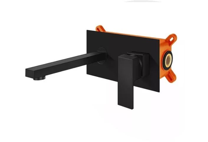 Grifo Monomando Mezclador De Pared Para Lavabo Baño, Color Negro $4,766