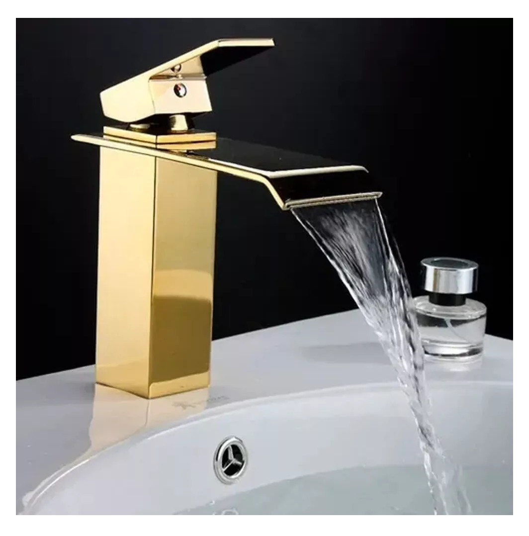 Foto 5 | Grifo De Baño Dorado En Cascada, Lavabo Mezclador Monomando, Lavabo De Lujo Dorado