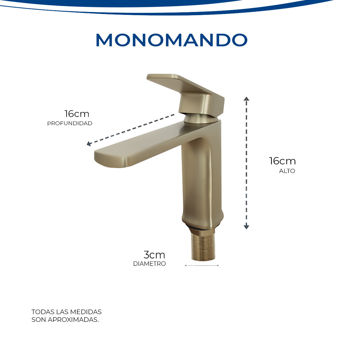 Foto 5 | Monomando Bajo Gravita Dorado para Lavabo