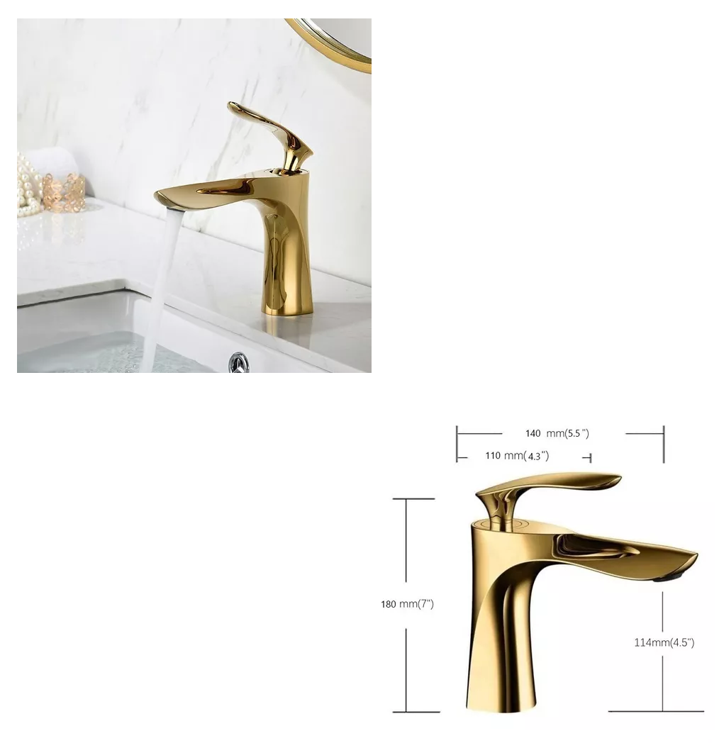 Foto 5 pulgar | Grifo Mezclador De Baño, Casacata, Dorado Brillante, De Una Sola Manija Dorado