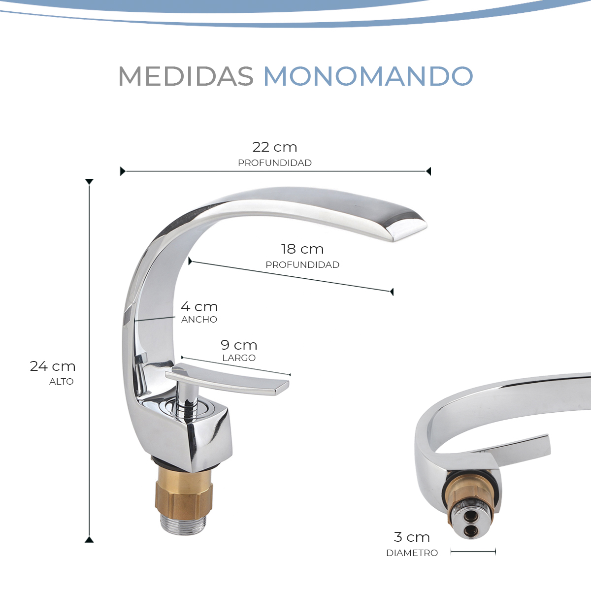 Foto 5 pulgar | Monomando Para Lavabo En Diseño Curvo Marca Gravita