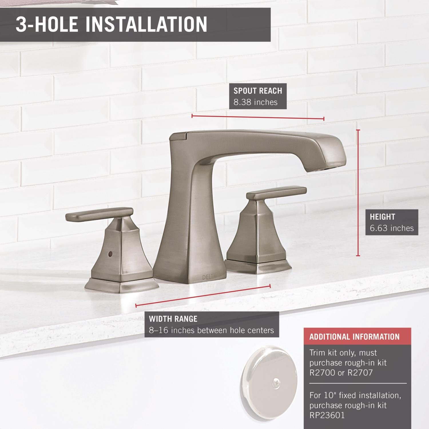 Foto 4 pulgar | Grifo Delta Ashlyn Con 2 Manijas Para Bañera Romana Extendida, Níquel Cepillado - Venta Internacional.