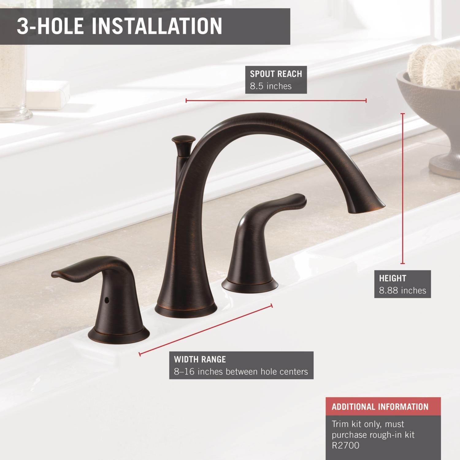 Foto 4 pulgar | Grifo Romano Para Bañera Delta Lahara, 2 Manijas, Bronce Frotado Con Aceite - Venta Internacional.