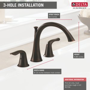 Foto 5 pulgar | Grifo Romano Para Bañera Delta Lahara, 2 Manijas, Bronce Frotado Con Aceite - Venta Internacional.