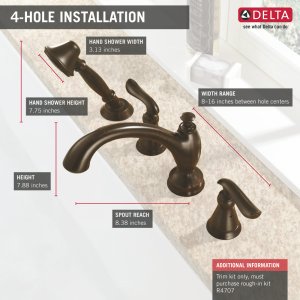 Foto 3 pulgar | Grifo Delta Linden Roman Para Bañera Con Ducha De Mano, Cromado, T4794 - Venta Internacional.