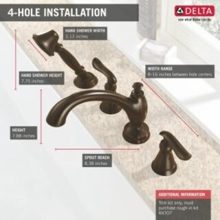 Foto 2 | Grifo Delta Linden Roman Para Bañera Con Ducha De Mano, Cromado, T4794 - Venta Internacional.