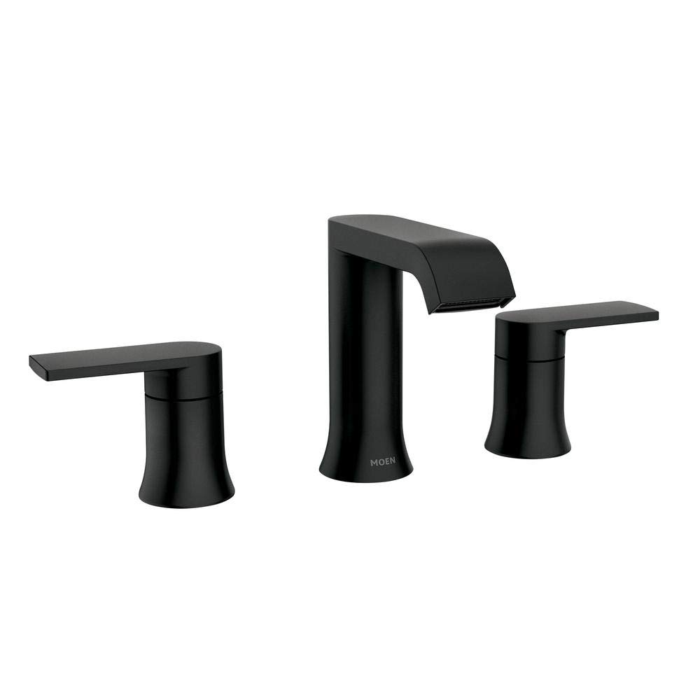 Grifo De Baño Moen Genta, 8 Pulgadas, Amplio Y 2 Manijas, Negro Mate - Venta Internacional.