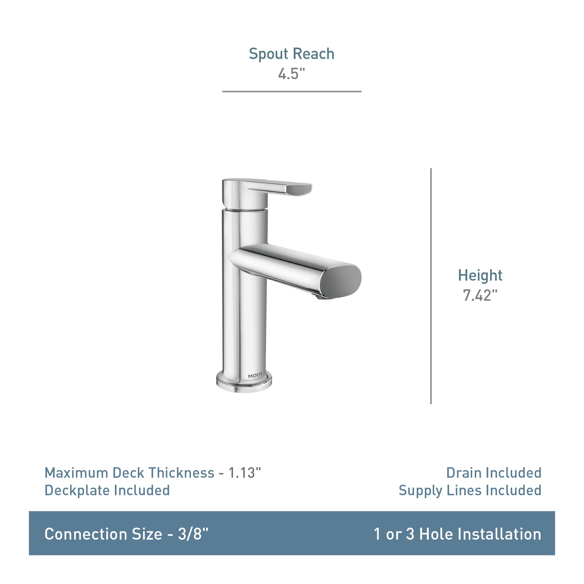 Foto 4 pulgar | Grifo Para Lavabo De Baño Moen Meena, Negro Mate, Con Placa De Cubierta 847 - Venta Internacional.