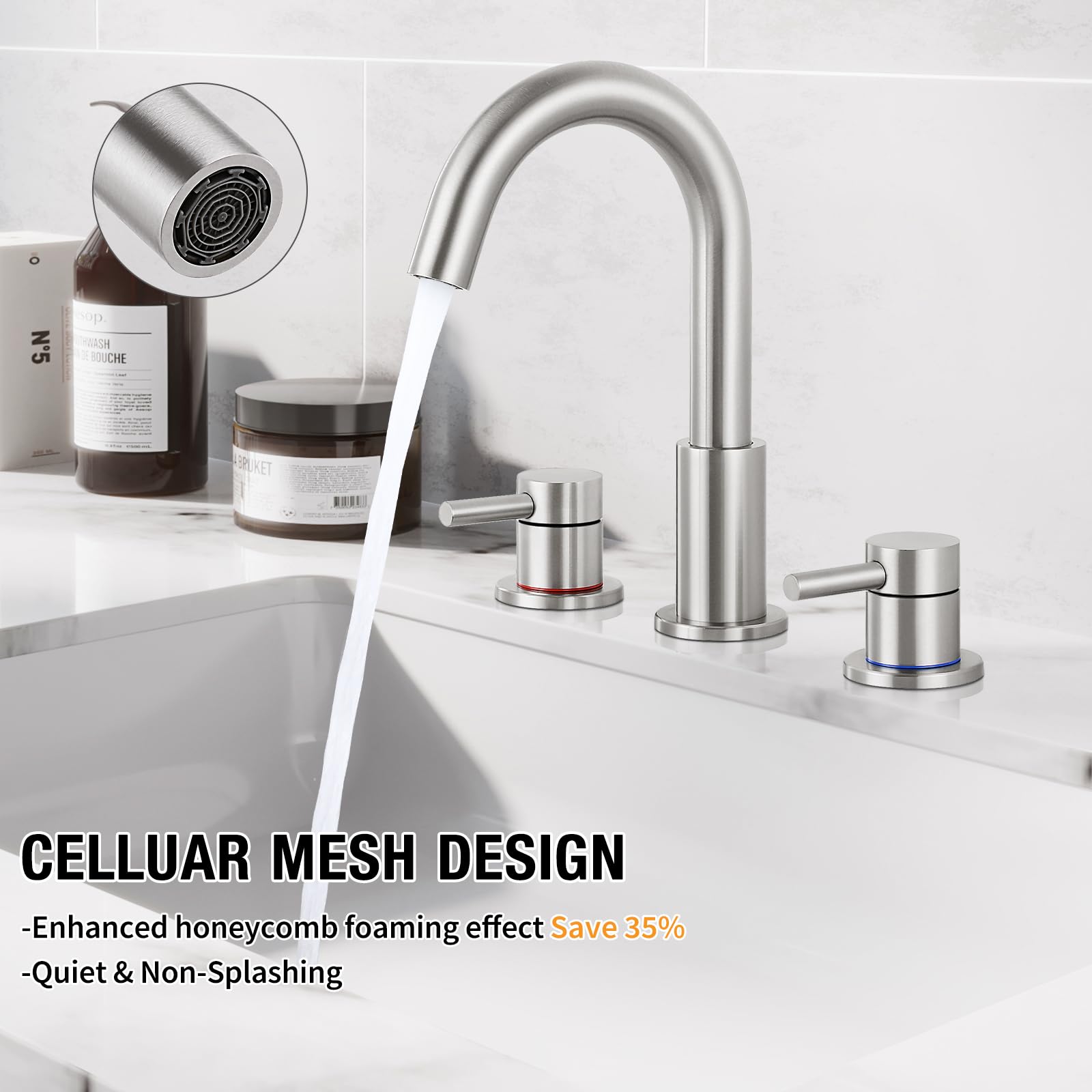 Foto 4 pulgar | Grifo De Baño Qomolangma, 8 Pulgadas, Amplio, 2 Manijas - Venta Internacional.