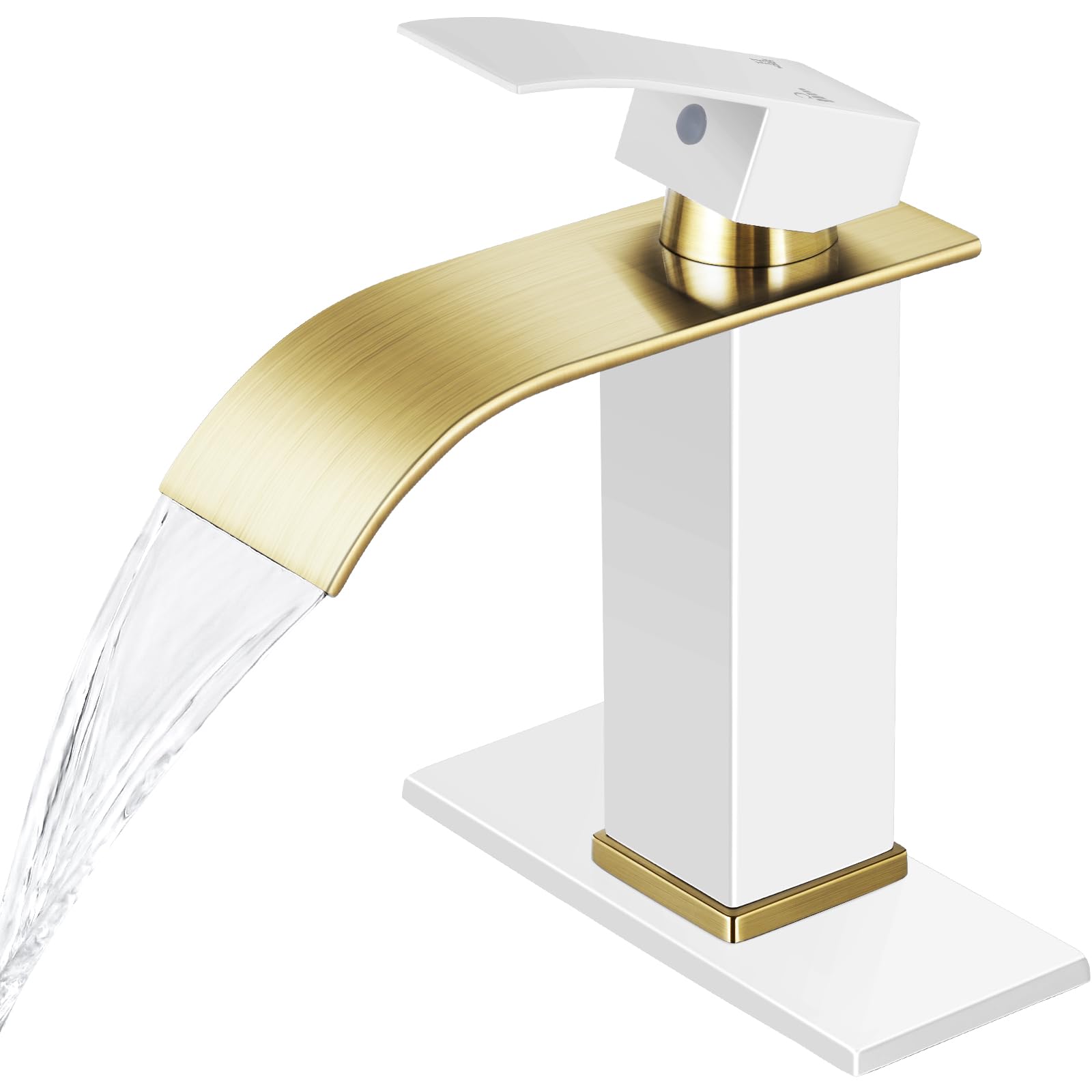Foto 1 | Grifo De Baño Qomolangma Waterfall Blanco/dorado Cepillado - Venta Internacional.