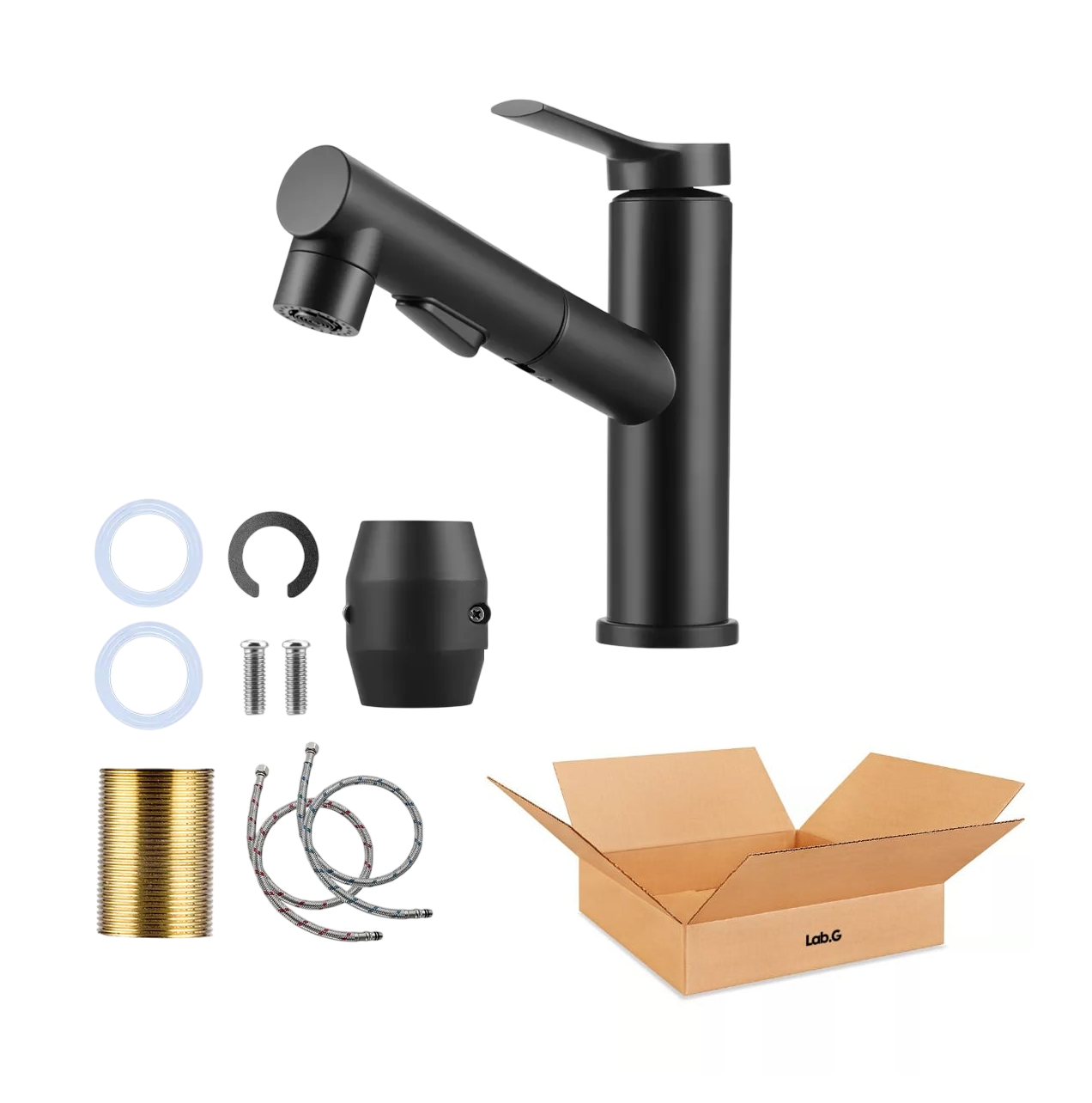 Grifo Para Monomando Mezclador Para Lavabo Acero Inoxidable Negro
