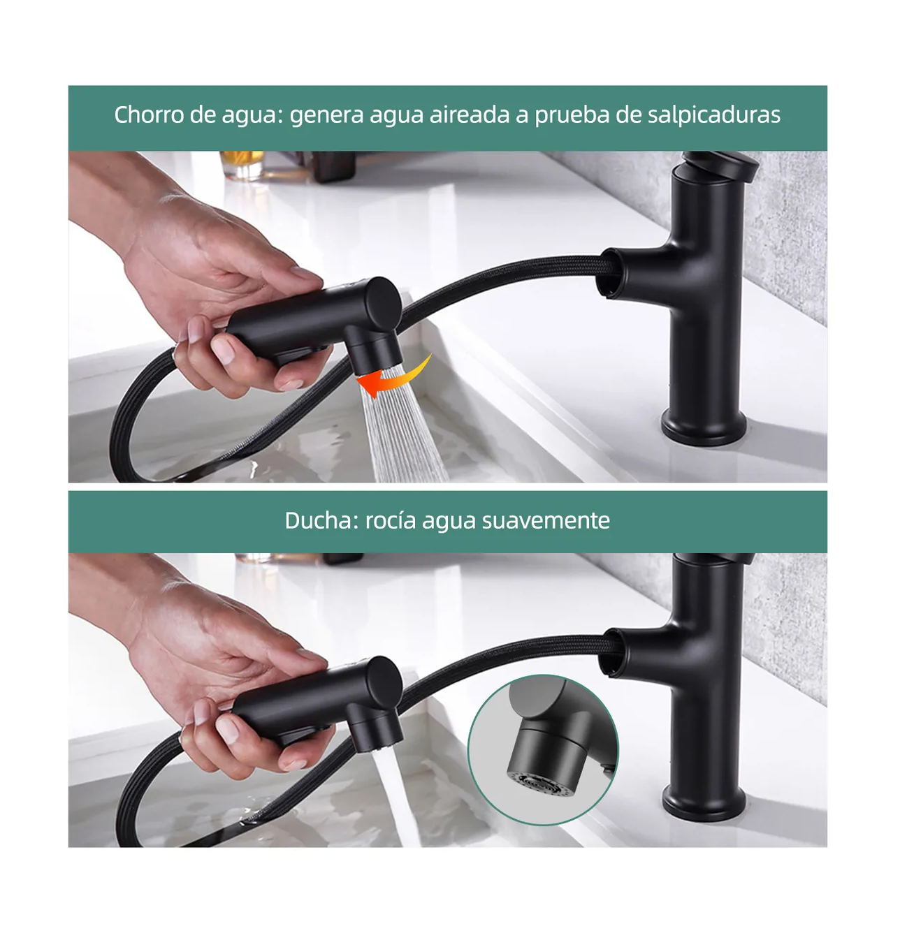 Foto 5 pulgar | Grifo Para Monomando Mezclador Para Lavabo Acero Inoxidable Negro