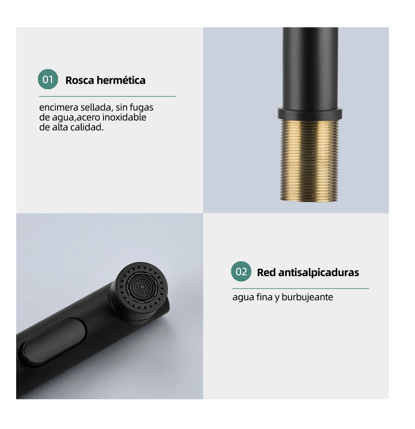 Foto 5 | Grifo Para Monomando Mezclador Para Lavabo Acero Inoxidable Negro