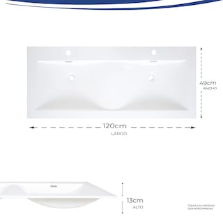 Foto 4 | Lavabo Doble De Resina Integrado En Cubierta Con Curva Divisora Y Rebosadero Marca Gravita