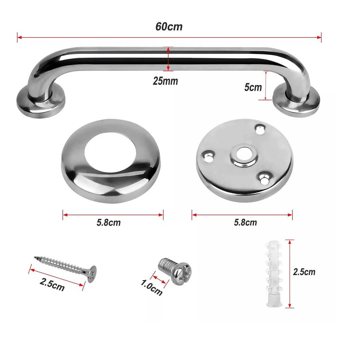 Foto 3 pulgar | Barra de Seguridad para Baño 60cm Eo Safe Imports Esi-17664 Plateada 2 Piezas