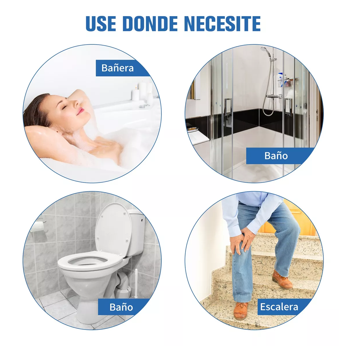 Foto 4 pulgar | 2 Piezas Barras De Apoyo Con Ventosa Seguridad Para Baño Eo Safe Imports Esi-18922 Blanco