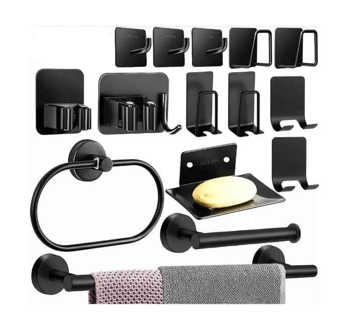 Juego de Accesorios de Baño Wünd 304 Inoxidable Negro 15 Piezas