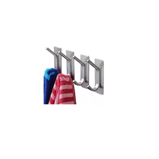 Foto 1 | Ganchos Toalleros Adhesivos de Pared para Baño y Cocina - Juego de 4 Piezas color Plata