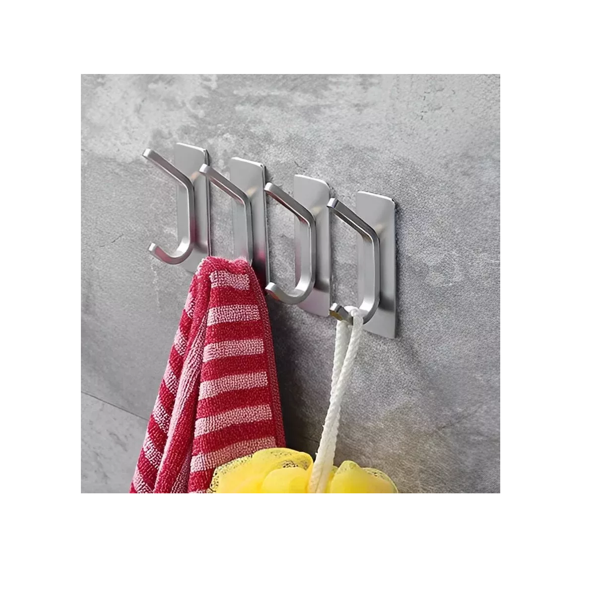 Foto 4 pulgar | Ganchos Toalleros Adhesivos de Pared para Baño y Cocina - Juego de 4 Piezas color Plata