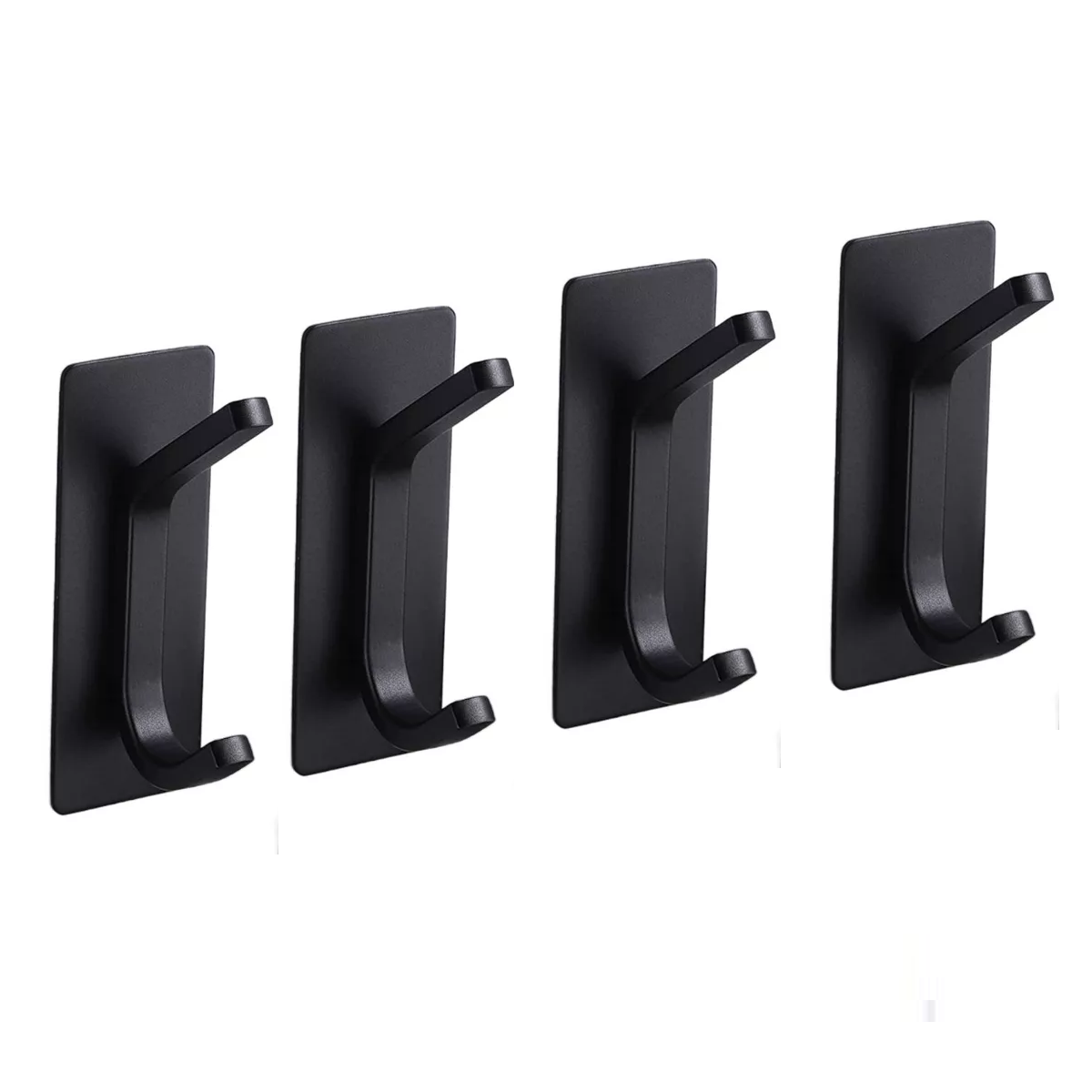 Ganchos Adhesivos de Acero para Toallas de Baño - Set de 4 piezas en negro