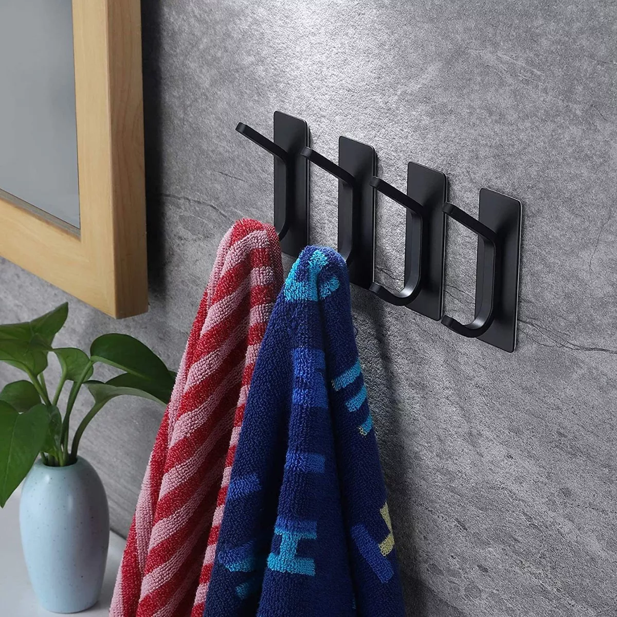 Foto 4 pulgar | Ganchos Adhesivos de Acero para Toallas de Baño - Set de 4 piezas en negro