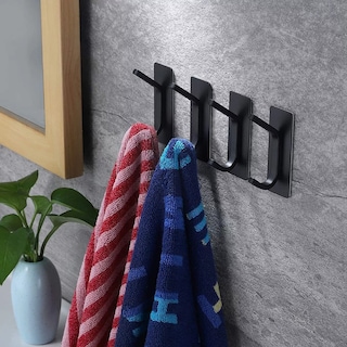 Foto 3 | Ganchos Adhesivos de Acero para Toallas de Baño - Set de 4 piezas en negro