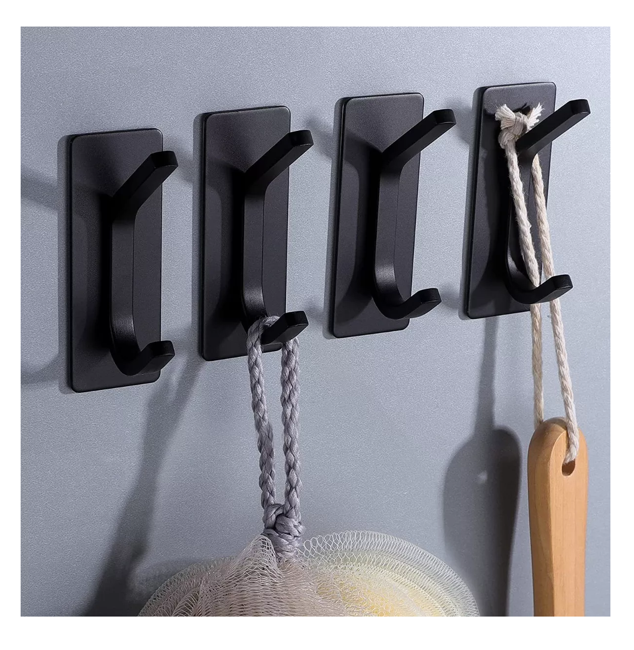 Foto 3 pulgar | Ganchos Toallero Adhesivos De Pared Acero Para Toalla Baño Negro