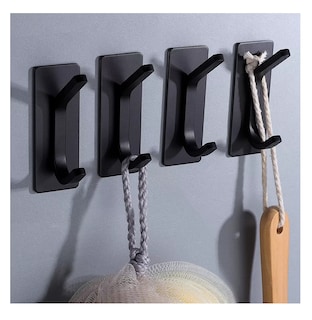 Foto 2 | Ganchos Toallero Adhesivos De Pared Acero Para Toalla Baño Negro