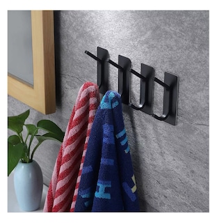 Foto 3 | Ganchos Toallero Adhesivos De Pared Acero Para Toalla Baño Negro