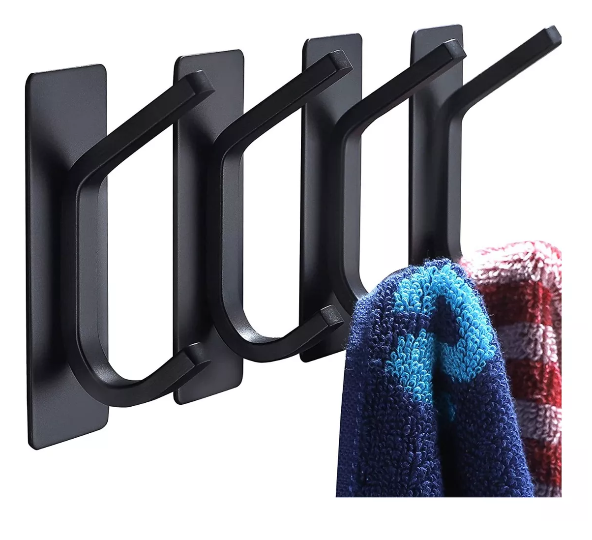 Foto 5 pulgar | Ganchos Toallero Adhesivos De Pared Acero Para Toalla Baño Negro
