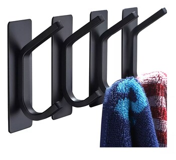 Foto 4 | Ganchos Toallero Adhesivos De Pared Acero Para Toalla Baño Negro