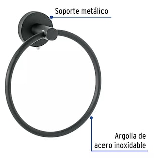 Foto 2 | Toallero De Argolla Acero Inoxidable Negro