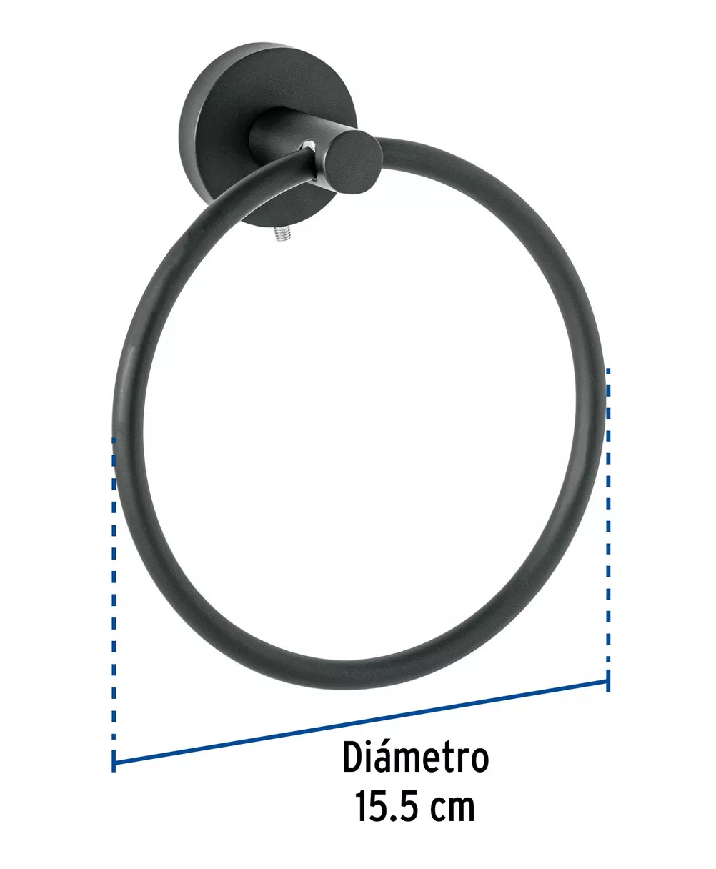 Foto 4 pulgar | Toallero De Argolla Acero Inoxidable Negro