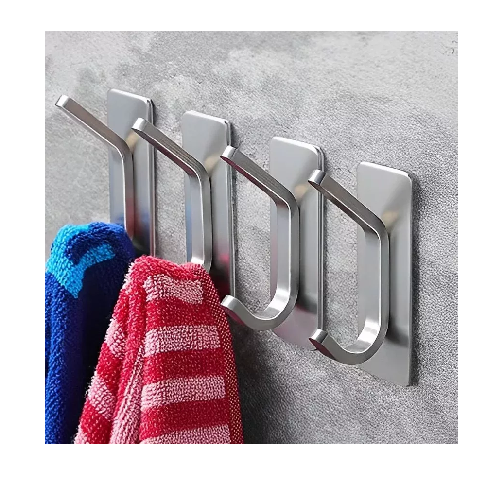 Foto 4 pulgar | Ganchos Toalleros Adhesivos De Pared Para Toalla Baño Cocina Plata