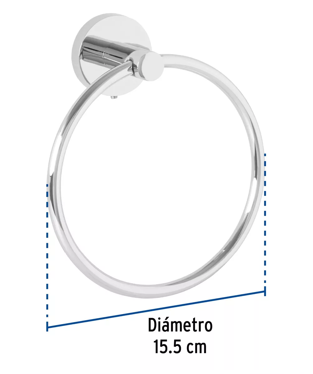 Foto 4 pulgar | Toallero de Argolla Acero Inoxidable Cromo Plata con Sistema de Montaje para Pared