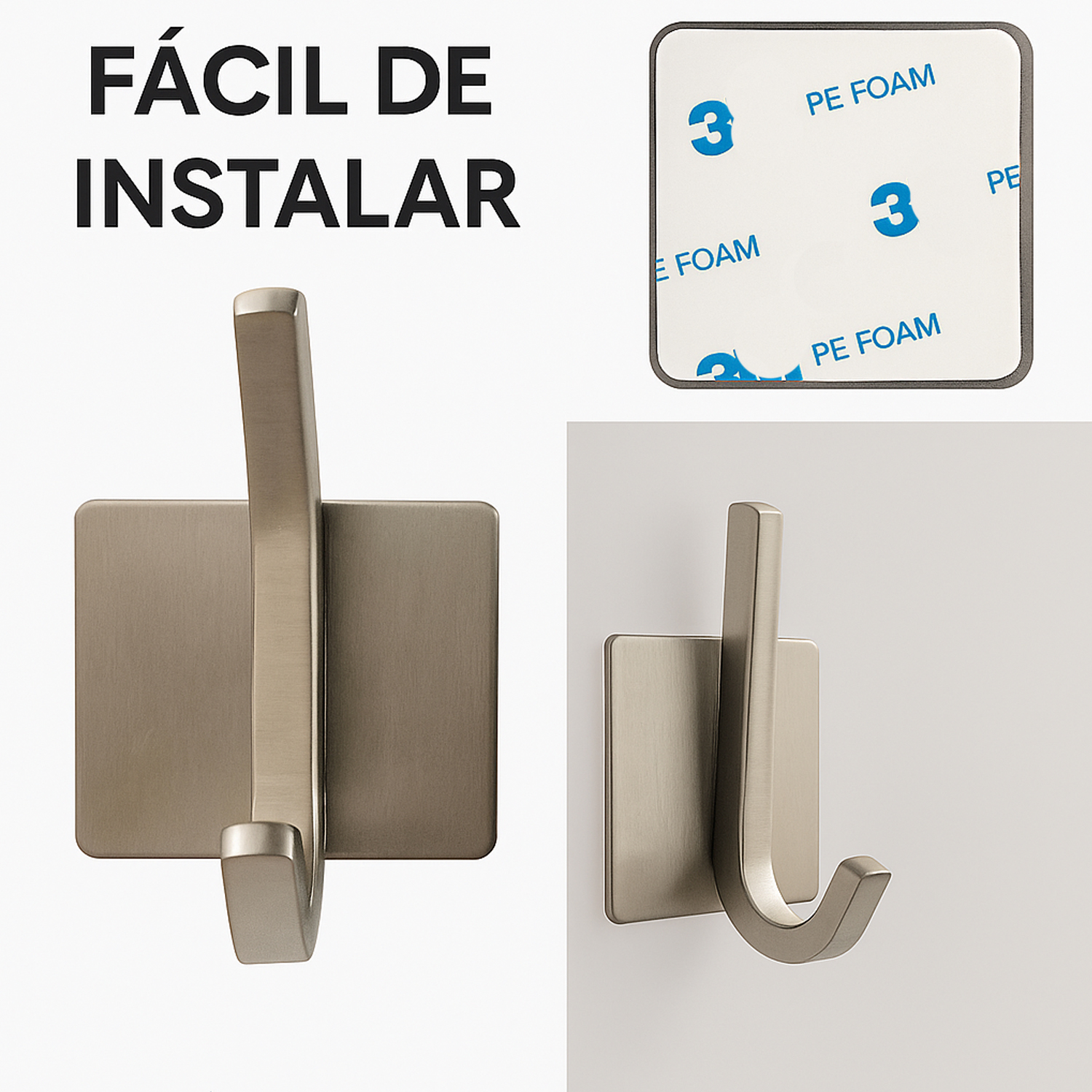Foto 4 pulgar | Perchero Adhesivo 4 Pzas Jauz Color Plateado