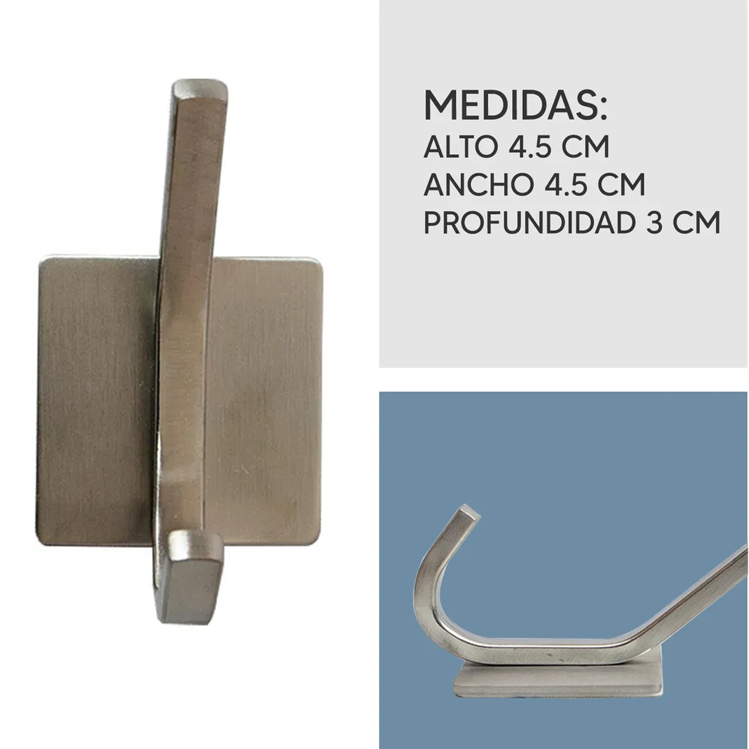Foto 5 pulgar | Perchero Adhesivo 4 Pzas Jauz Color Plateado