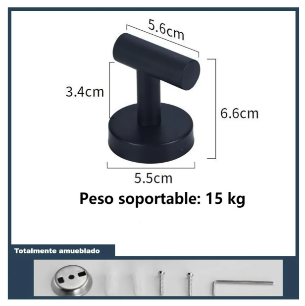 Foto 4 pulgar | Xtellar Set De Ganchos Para Toallas De Estilo Europeo - Negro (paquete De 6)