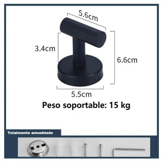 Foto 3 | Xtellar Set De Ganchos Para Toallas De Estilo Europeo - Negro (paquete De 6)