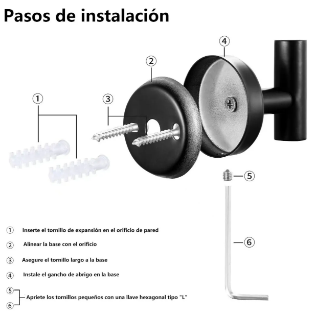 Foto 5 pulgar | Xtellar Set De Ganchos Para Toallas De Estilo Europeo - Negro (paquete De 6)