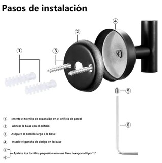 Foto 4 | Xtellar Set De Ganchos Para Toallas De Estilo Europeo - Negro (paquete De 6)