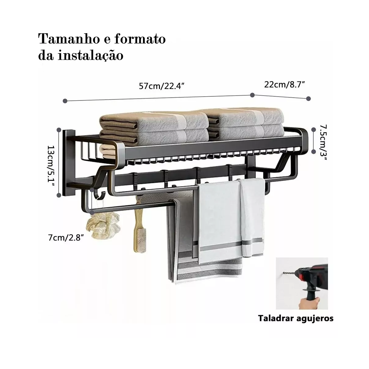 Foto 3 pulgar | Toallero De Baño Doble Eo Safe Imports Esi-15599 Gris