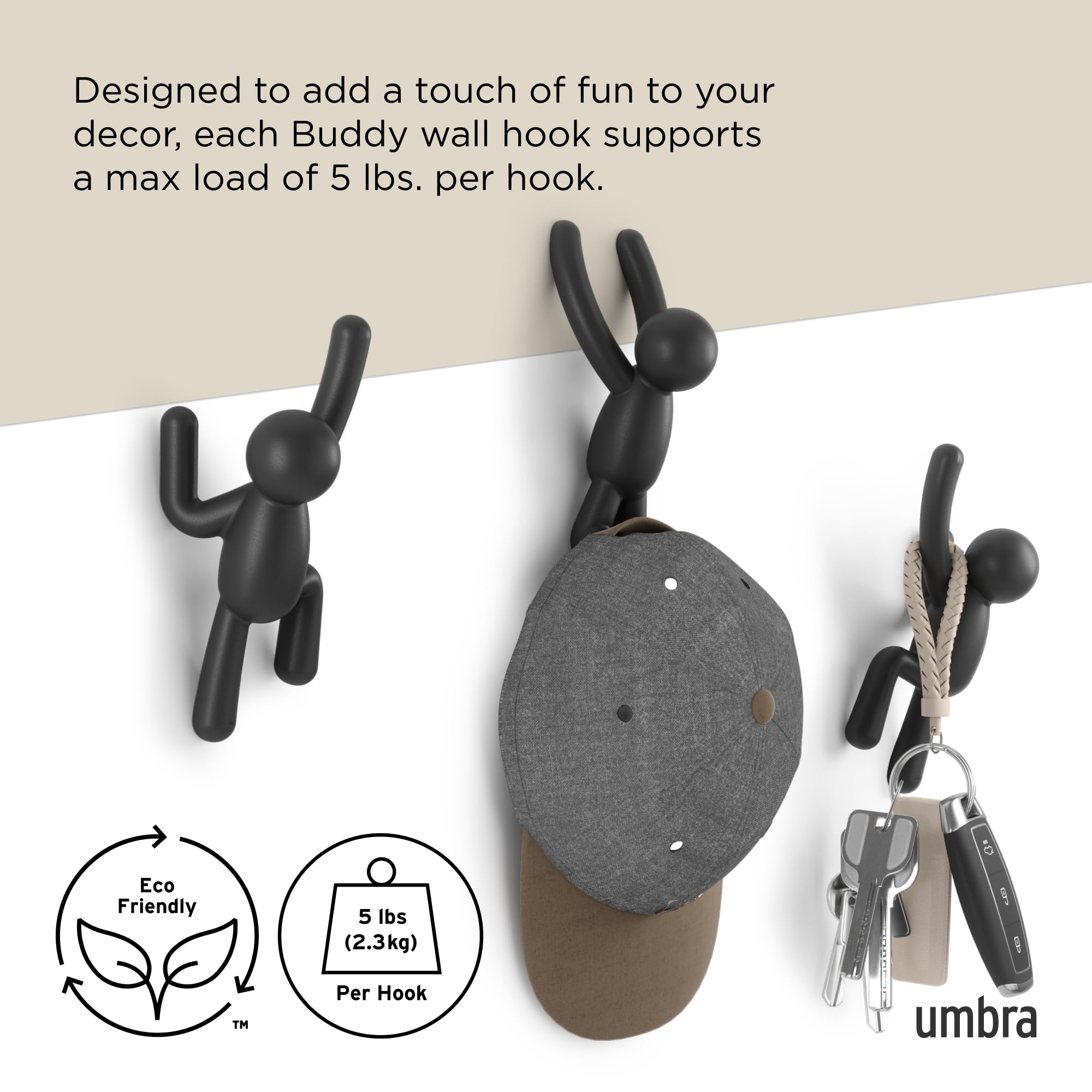 Foto 5 | Juego de 3 Ganchos Decorativos Umbra Buddy - Venta Internacional