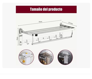 Foto 4 | Toallero para Baño Xtellar Plegable con 6 Ganchos