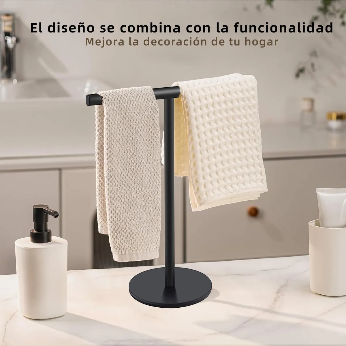 Foto 3 pulgar | Soporte Para Toallas De Mano En Forma De T, Toallero Eo Safe Imports Esi-18897 Negro