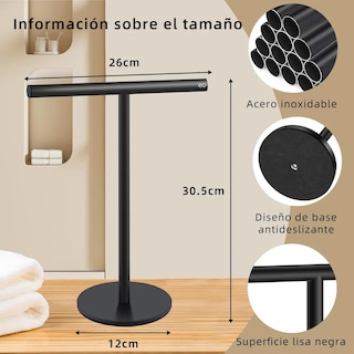 Foto 3 | Soporte Para Toallas De Mano En Forma De T, Toallero Eo Safe Imports Esi-18897 Negro